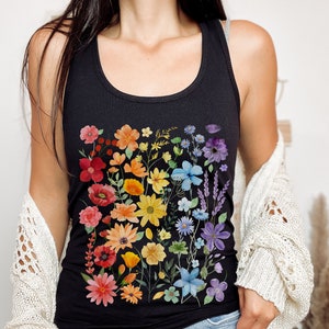 Gay Pride Wildblumen Tank Top Dezentes Pride Shirt Diskretes Pride Shirt Dezentes Gay Pride Pride Outfit Regenbogen Blumen Shirt LGBTQ Pride Shirt