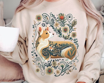 Cottagecore Corgi Sweatshirt Corgi Mom Shirt Corgi Sweater Cottagecore Sweatshirt Cottagecore Clothes Corgi Lover Gift Floral Corgi Dog