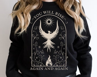 Sudadera Phoenix Crecimiento Mentalidad Sudadera Optimista Sudadera Phoenix Rising Mitología Sudadera Buena Energía Camisa Mística