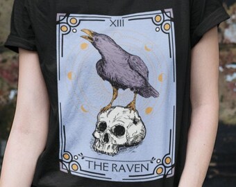 The Raven Tarot Shirt Poet Shirt Raven Shirt Edgar Allan Poe Clothing Crow T Shirt Tarot Shirts Women Tarot Card T Shirt Literature Shirt
