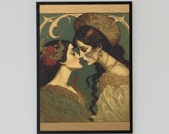 Sapphic Art Lesbian Art Sapphic Art Print Art Deco Sappho Print Queer Art Lesbian Art Print WLW Art Lesbian Wall Art Lesbian Gift
