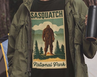 Sasquatch Shirt Vintage Poster Style Bigfoot Shirt Cryptid Shirt National Park Shirt Big Foot Shirt Supernatural Shirt Cryptids Folklore Tee