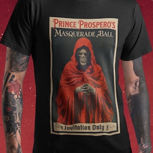 Máscara da morte vermelha camisa edgar allan poe camisa máscara da morte vermelha camisa literária camisa bookish camisa escura academia roupas