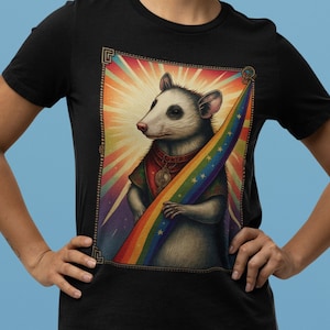 Orgulho gay gambá camisa gay gambá t camisa do orgulho sutil camisa de tarô cartão camisas de tarô camisas femininas queer camisa do orgulho lgbtq
