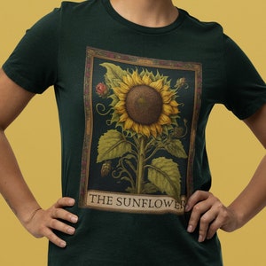 Botanisches Tarot Karten Shirt Sonnenblume Tarot Shirt Sonnenblume Shirt Tarot Karte T Shirt Tarot Shirts Frauen Botanisches Shirt Wildblumen Shirt