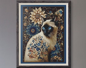 Siamkatze Kunstdruck Siamkatze Poster Siamkatze Wandkunst Siamkatzengeschenk Siamkatzengeschenk Impressionistkatzenkunst Katzenbesitzergeschenk