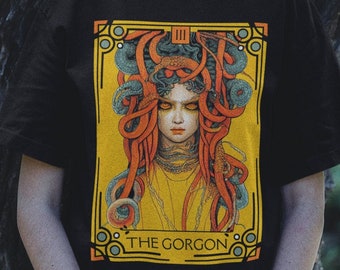 The Gorgon Tarot Shirt Mythology Shirt Medusa Shirt Greek Mythology Greek Goddess Tarot Shirts Women Tarot Card T Shirt Mystical Shirt