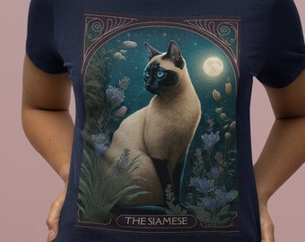 Siamese Cat Tarot Card Shirt Botanical Tarot Cat Tarot Shirt Tarot Shirts Women Botanical Shirt Siamese Cats Gift Mystical Shirt