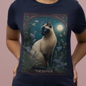 Gato Siamés Tarot Carta Camisa Tarot Botánico Gato Tarot Camisa Tarot Camisas Tarot Mujeres Camisa Botánica Siamés Gatos Regalo Camisa Mística