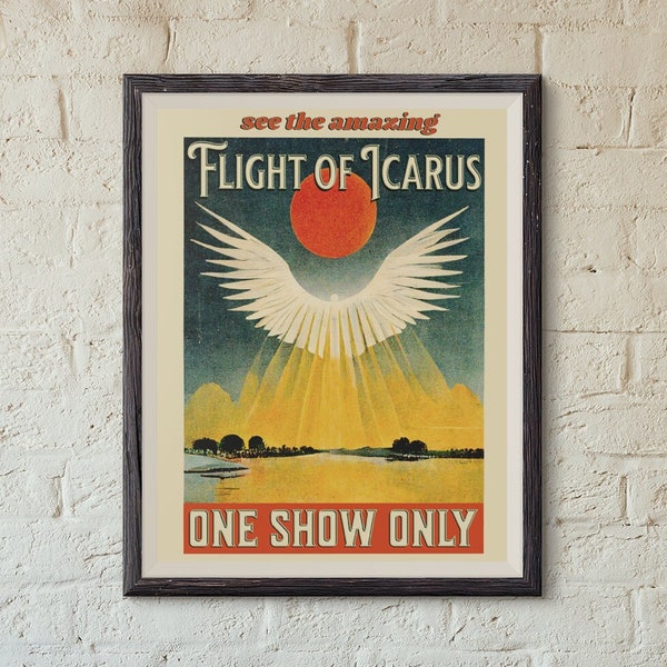 Greek Mythology Art Print Greek Mythology Poster Flight of Icarus Vintage Style Poster Mythology Wall Art Greek Wall Art
