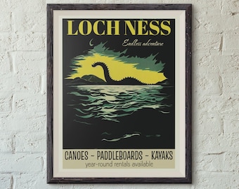 Loch Ness Monster Poster Cryptid Art Print Lochness Monster Wall Art Cryptid Gift National Park Poster Cryptid Poster Cryptidcore Art