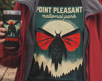 Mothman Shirt Vintage Poster Style Mothman Shirt Cryptid Shirt Supernatural Shirt Cryptids T-Shirt Folklore Shirt Halloween Shirt