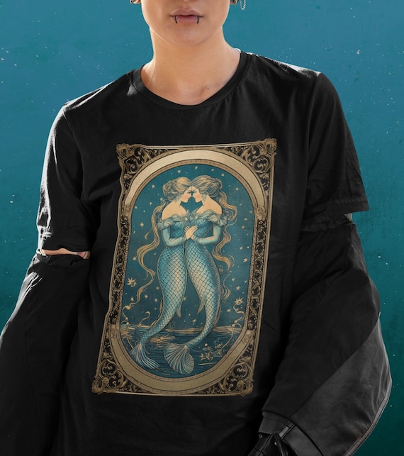 Lesbian Mermaid Shirt Sapphic Shirt Mermaidcore Shirt Tarot Card Shirt Lesbian Shirt Sapphic Clothing Tarot Shirts Women Queer Shirt