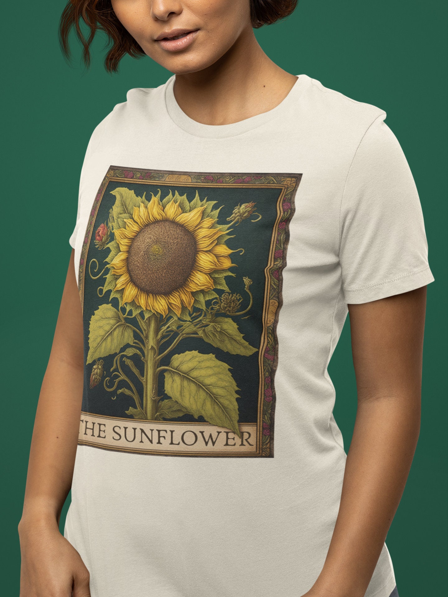 ボタニカルタロットカードシャツ ひまわりタロットシャツ ひまわり