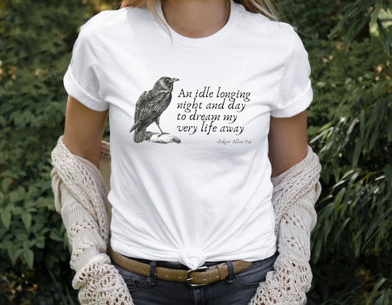 Poet Shirt Raven T Shirt Dark Academia Crow Clothing Bookish Shirts Literary Tee Literature TShirt Librarian Book Club Library T-Shirt