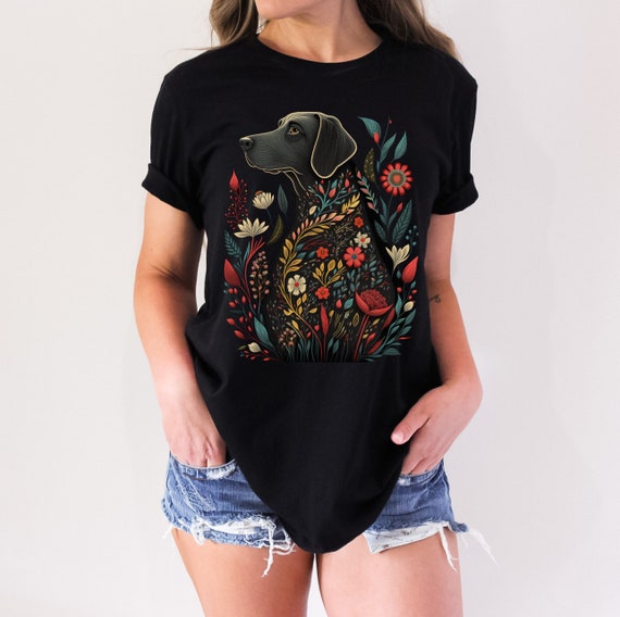 Floral Black Lab Shirt Cottagecore Black Labrador Mom Shirt Black Lab Shirt Cottagecore Clothes Black Lab Lover Gift Floral Dog Shirt