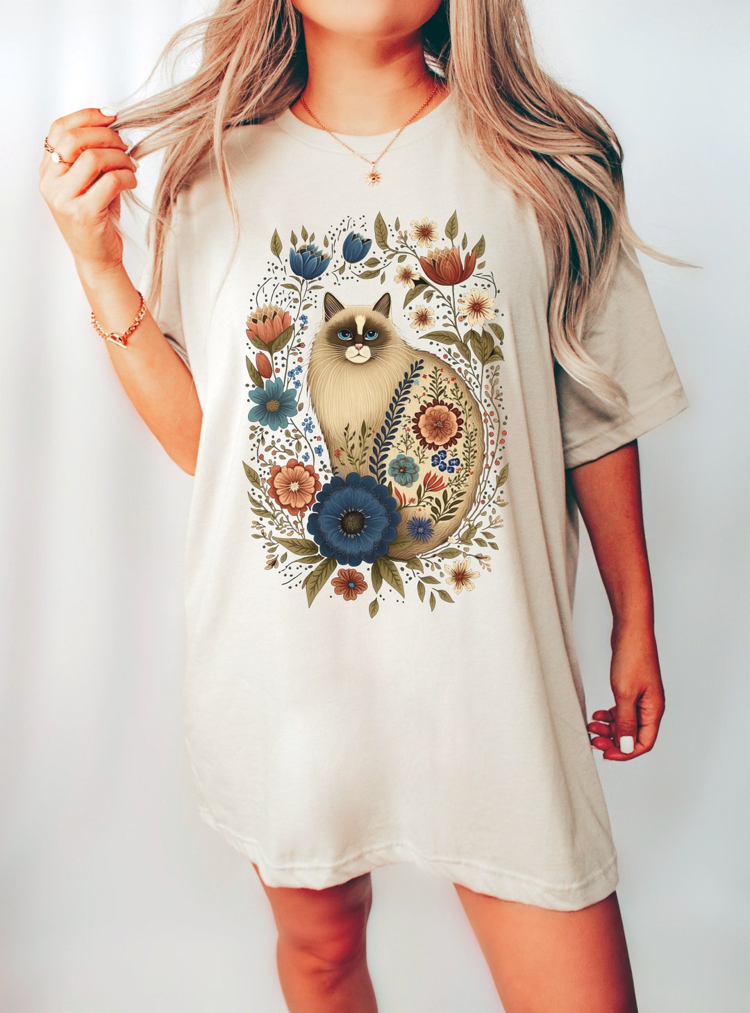 Floral Ragdoll Cat Shirt Cottagecore Shirt Cottagecore Clothes Ragdoll ...