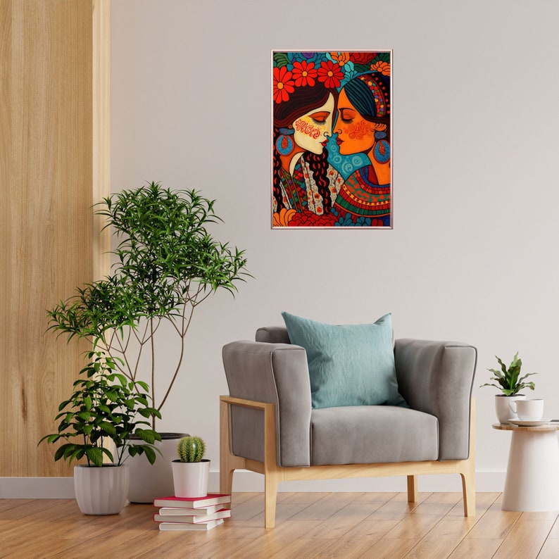 Mexikanische Volkskunst Sapphic Art Print Lesbian Wall Art Sapphic Queer Art Lesbian Art Print Queer Art Print WLW Art Lesbian Poster Bild 3