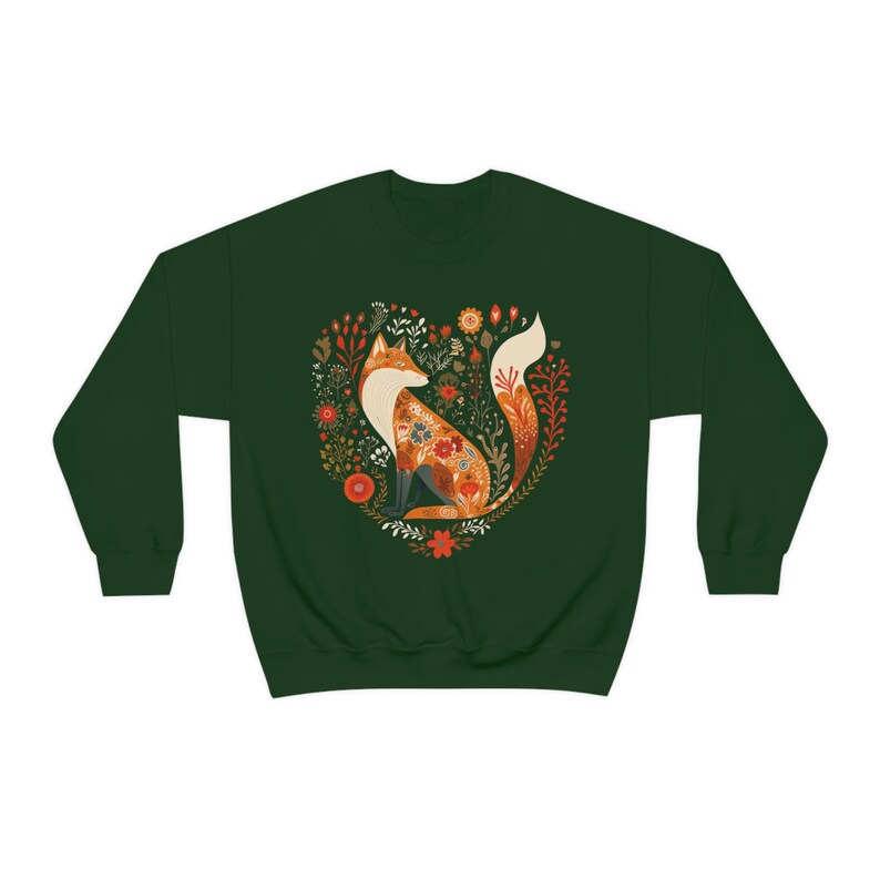 Floral Fox Sweatshirt Cottagecore Sweatshirt Cottage Core Shirt Cottagecore Clothing Cottagecore Clothes Botanical Shirt Folk Art Sweater image 3