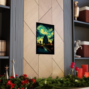 Mothman Poster Mothman Art Print Mothman Wall Art Mothman Gift Starry Night Style Poster Cryptid Poster Cryptids Cryptidcore Art image 5