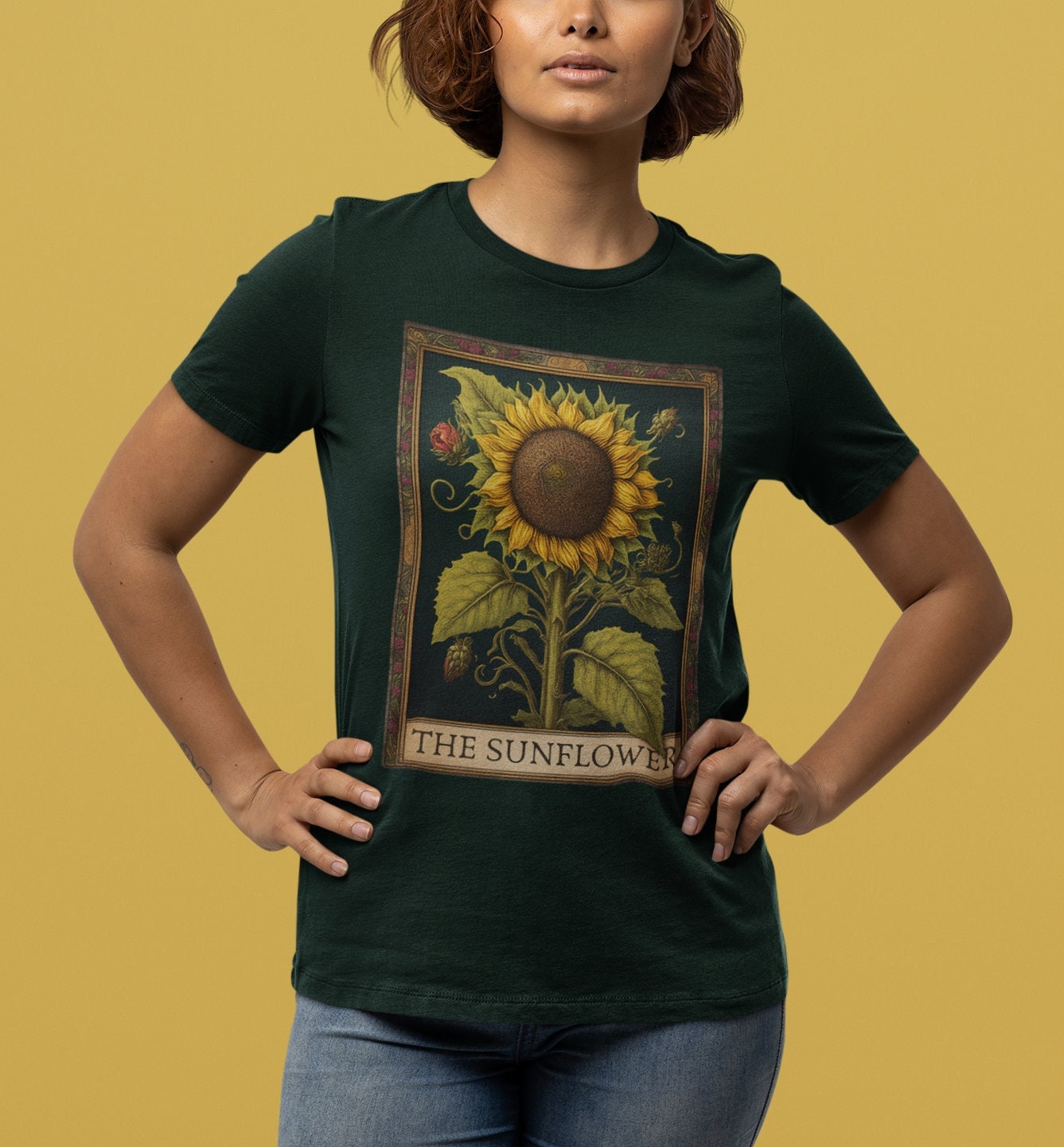 ひまわり★タロット ボタニカルタロットカードシャツ ひまわりタロットシャツ ひまわり