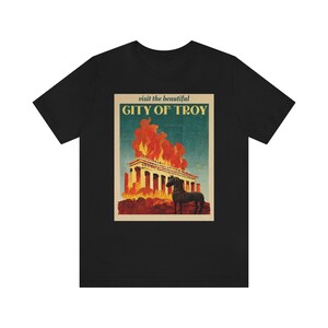 Trojan Horse Shirt Vintage Poster Greek Mythology Shirt City of Troy Trojan War Dark Academia Clothing Literary Shirt Achilles Shirt image 5