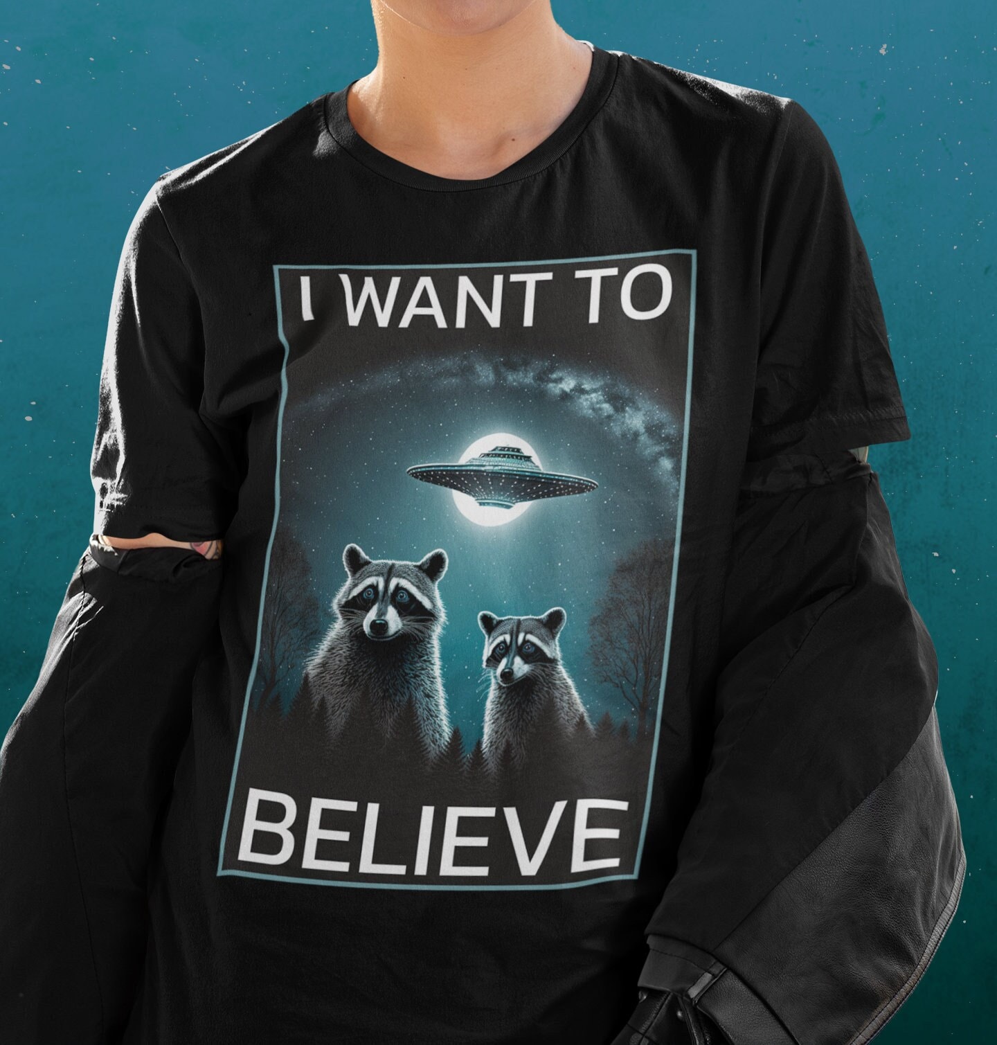 I Want to Believe Raccoon Shirt UFO Shirt Raccoon Gifts Raccoon