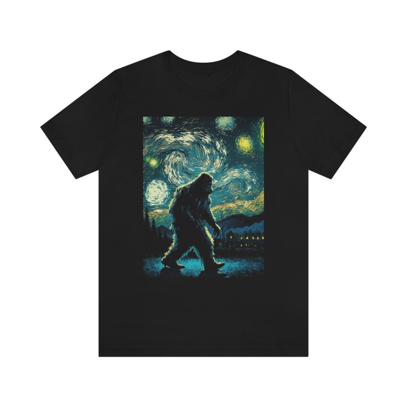 Koszulka Starry Night Bigfoot Koszulka Celestial Sasquatch Koszulka Cryptid Koszulka Big Foot Koszulka Cryptidcore Koszulka Cryptids T-Shirt zdjęcie 5