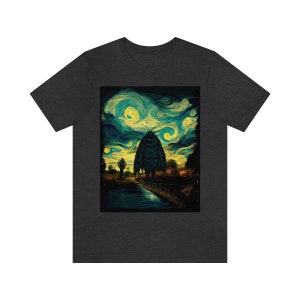 Mothman Shirt Starry Night Style Mothman Shirt Cryptid Shirt Supernatural Shirt Cryptids T-Shirt Folklore Shirt Van Gogh Cryptidcore Shirt image 5