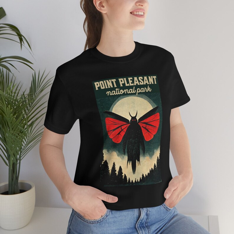 Mothman Shirt Vintage Poster Style Mothman Shirt Cryptid Shirt Supernatural Shirt Cryptids T-Shirt Folklore Shirt Halloween Shirt image 2