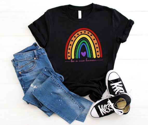 Human Shirt Be Kind Rainbow Boho Tshirt 