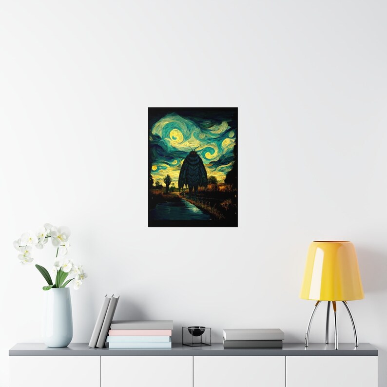 Mothman Poster Mothman Art Print Mothman Wall Art Mothman Gift Starry Night Style Poster Cryptid Poster Cryptids Cryptidcore Art image 8