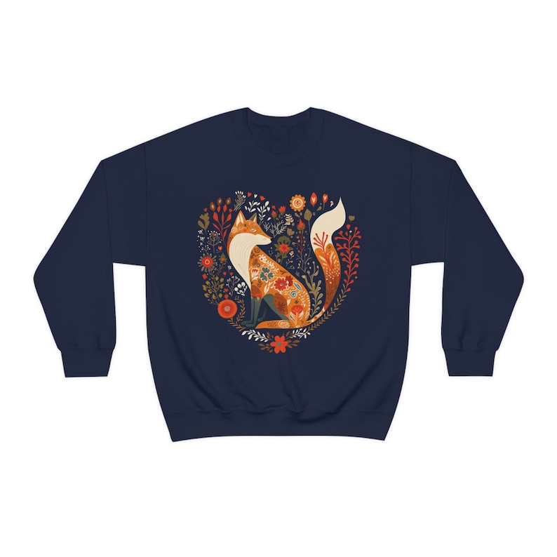 Floral Fox Sweatshirt Cottagecore Sweatshirt Cottage Core Shirt Cottagecore Clothing Cottagecore Clothes Botanical Shirt Folk Art Sweater image 5