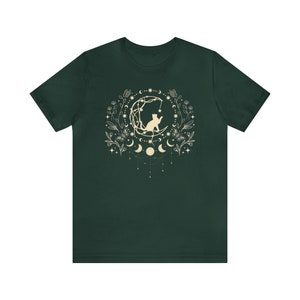 Mystical Cat Shirt Whimsigoth Shirt Mystical Shirt Celestial Shirt Whimsigoth Clothing Whimsigoth Fashion Goth Clothes Dark Cottagecore Tee Forest