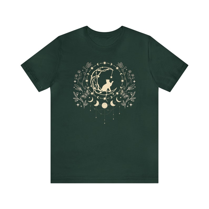 Mystical Cat Shirt Whimsigoth Shirt Mystical Shirt Celestial Shirt Whimsigoth Clothing Whimsigoth Fashion Goth Clothes Dark Cottagecore Tee Forest