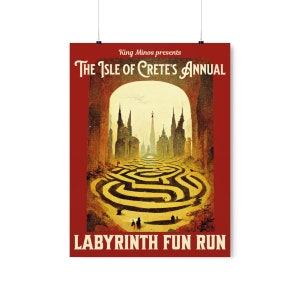 Griechische Mythologie Kunstdruck Griechische Mythologie Poster Labyrinth Fun Run Vintage Stil Poster Mythologie Wandkunst Griechische Wandkunst Bild 2