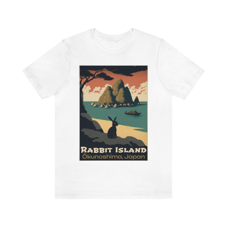 Rabbit Island Shirt Rabbit Island Japan Rabbit Shirt Year of the Rabbit Shirt Bunny Shirt Vintage Poster Style TShirt Travel Poster Tee image 3