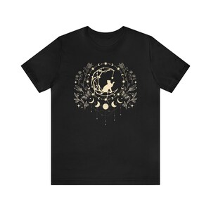 Mystical Cat Shirt Whimsigoth Shirt Mystical Shirt Celestial Shirt Whimsigoth Clothing Whimsigoth Fashion Goth Clothes Dark Cottagecore Tee image 4
