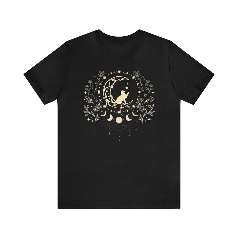 Mystical Cat Shirt Whimsigoth Shirt Mystical Shirt Celestial Shirt Whimsigoth Clothing Whimsigoth Fashion Goth Clothes Dark Cottagecore Tee image 4