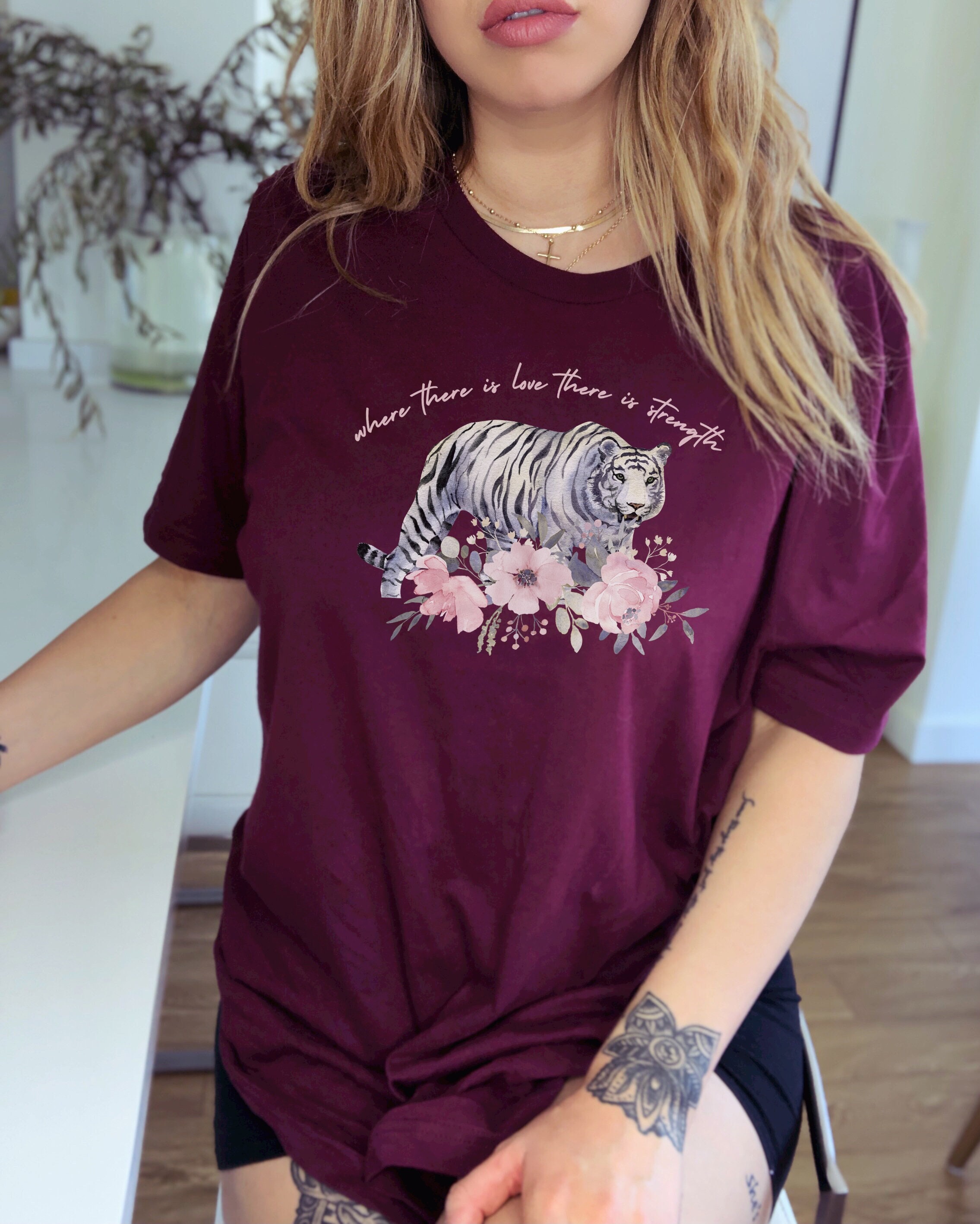 Tiger Flower Tshirt Strength 