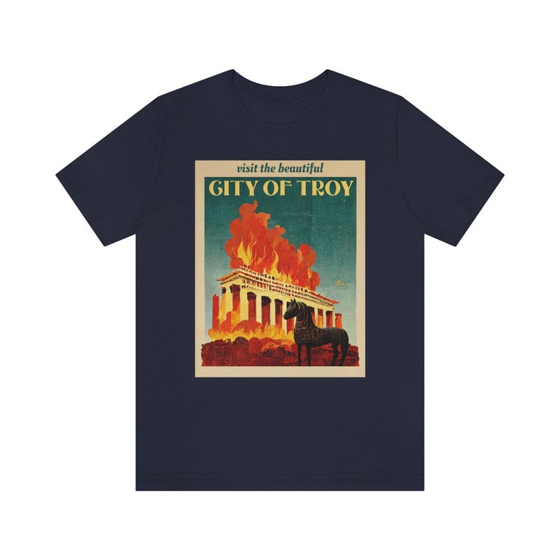 Trojan Horse Shirt Vintage Poster Greek Mythology Shirt City of Troy Trojan War Dark Academia Clothing Literary Shirt Achilles Shirt image 7
