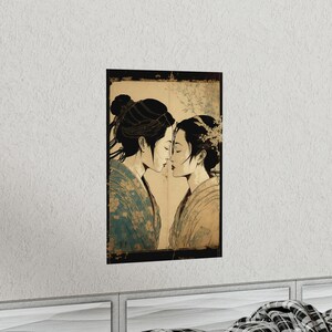 Sapphic Art Japanese Style Lesbian Wall Art Sapphic Art Print Sapphic Queer Art Lesbian Art Print Queer Art Print WLW Art Subtle Pride Art image 7