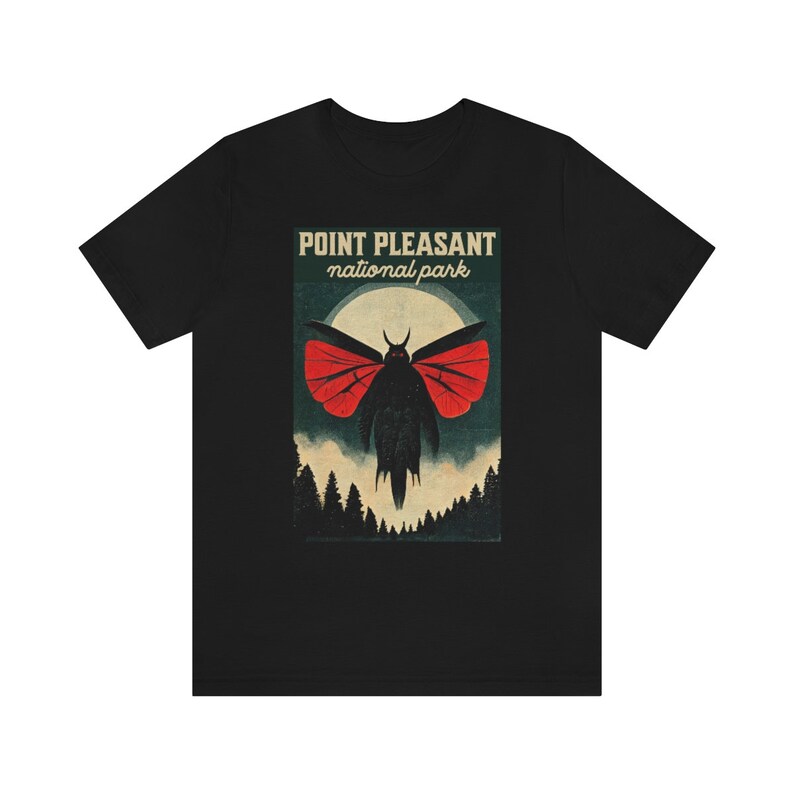 Mothman Shirt Vintage Poster Style Mothman Shirt Cryptid Shirt Supernatural Shirt Cryptids T-Shirt Folklore Shirt Halloween Shirt image 3