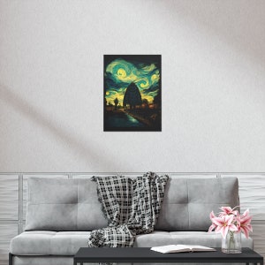 Mothman Poster Mothman Art Print Mothman Wall Art Mothman Gift Starry Night Style Poster Cryptid Poster Cryptids Cryptidcore Art image 6