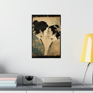 Sapphic Art Japanese Style Lesbian Wall Art Sapphic Art Print Sapphic Queer Art Lesbian Art Print Queer Art Print WLW Art Subtle Pride Art image 8