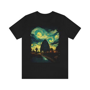 Mothman Shirt Starry Night Style Mothman Shirt Cryptid Shirt Supernatural Shirt Cryptids T-Shirt Folklore Shirt Van Gogh Cryptidcore Shirt image 4