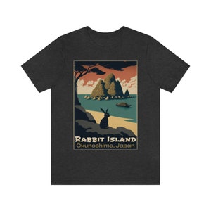 Rabbit Island Shirt Rabbit Island Japan Rabbit Shirt Year of the Rabbit Shirt Bunny Shirt Vintage Poster Style TShirt Travel Poster Tee image 5