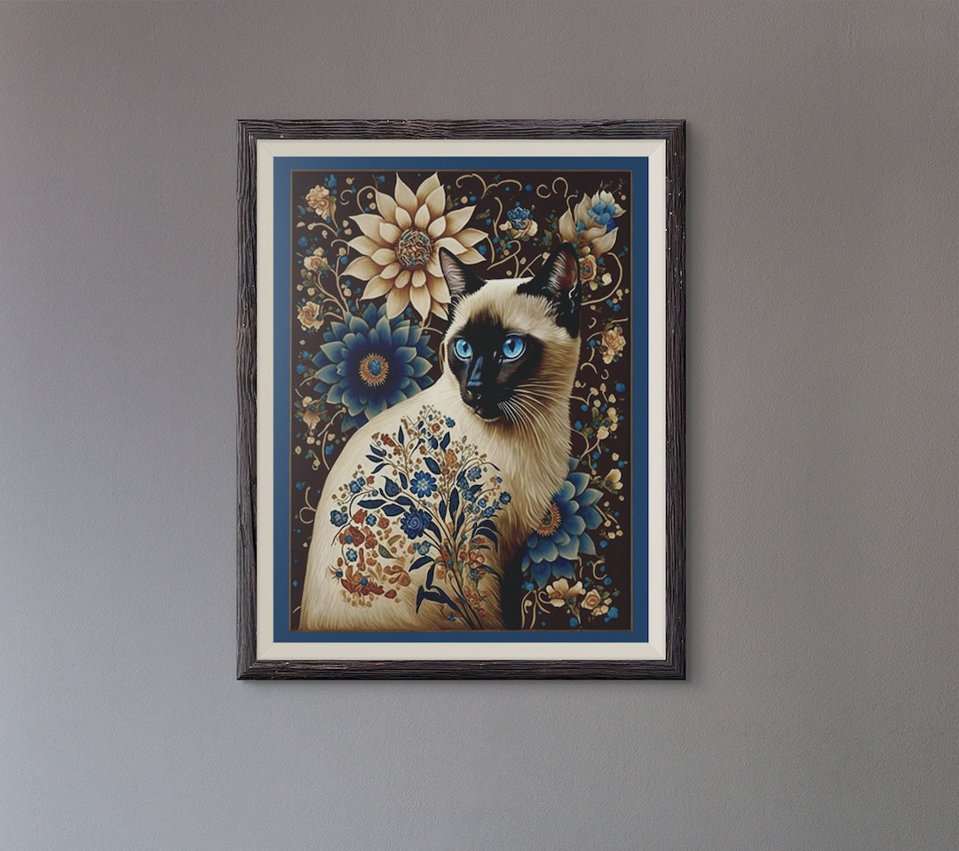 Siamese Cat Art Print Siamese Cat Poster Siamese Cat Wall Art Siamese