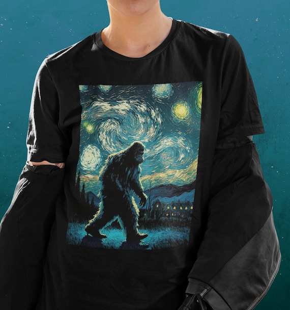 Starry Night Bigfoot Shirt Celestial Sasquatch Shirt Cryptid Shirt Big Foot Shirt Cryptidcore Shirt Cryptids T-Shirt