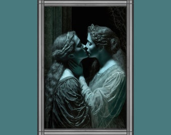 Gothic Sapphic Art Gothic Lesbian Art Goth Sapphic Art Print Queer Art Lesbian Art Print WLW Art Lesbian Wall Art Subtle Lesbian Poster
